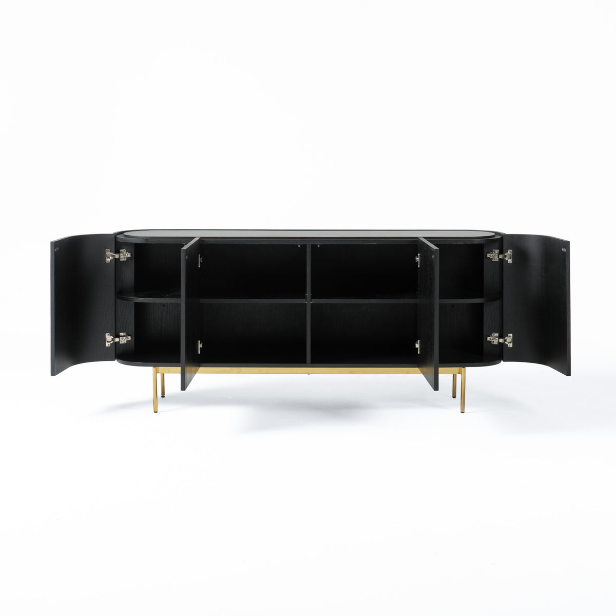 Bowie Mid-Century Modern Black Oak + Brass Buffet