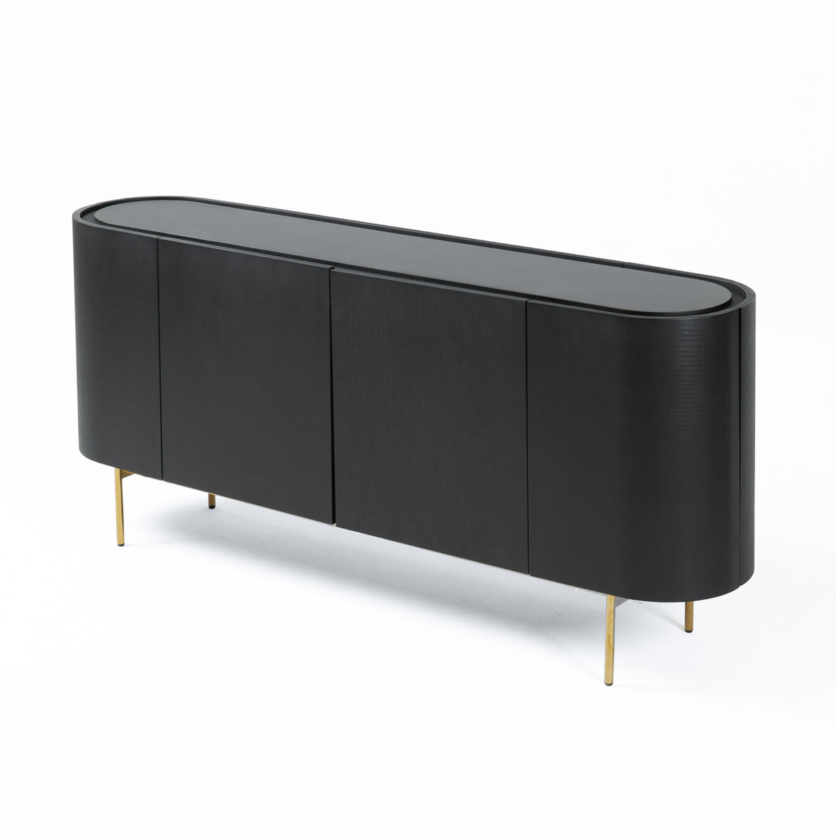 Bowie Mid-Century Modern Black Oak + Brass Buffet
