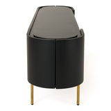 Bowie Mid-Century Modern Black Oak + Brass TV Stand