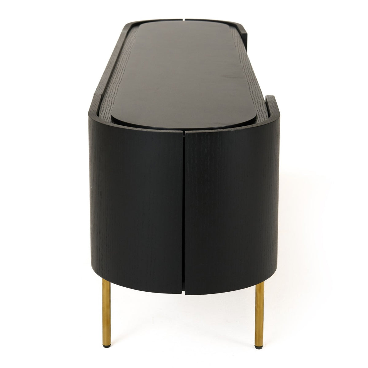 Bowie Mid-Century Modern Black Oak + Brass TV Stand