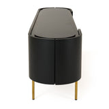 Bowie Mid-Century Modern Black Oak + Brass TV Stand