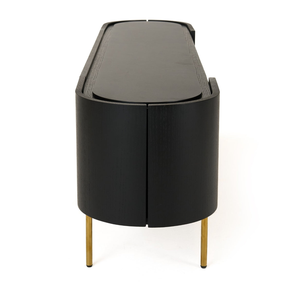 Bowie Mid-Century Modern Black Oak + Brass TV Stand