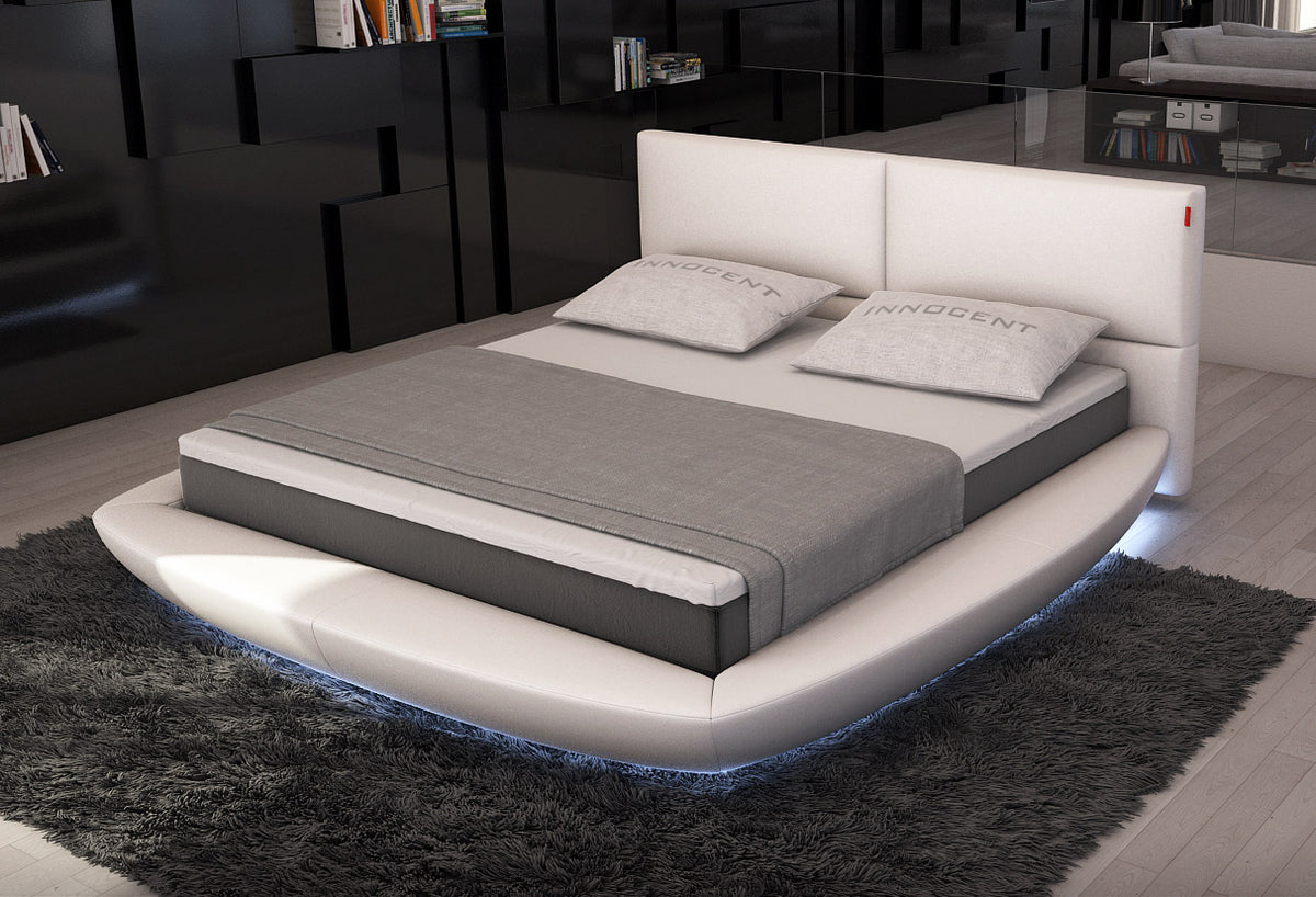 Queen Sferico Modern Eco-Leather Bed with LED Lights