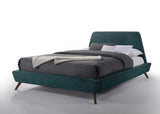 Queen Lewis Mid-Century Modern Teal & Walnut Bed