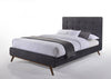 Queen Addison Mid-Century Modern Grey Fabric & Walnut Bed