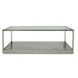 Braxton Contemporary Clear Wave Glass Coffee Table