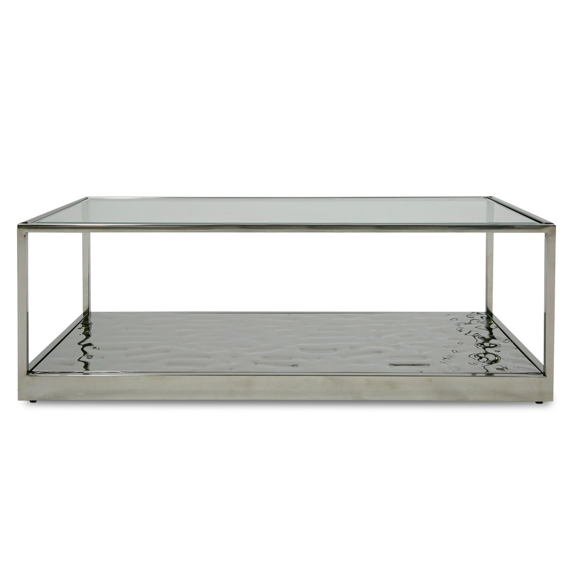 Braxton Contemporary Clear Wave Glass Coffee Table