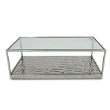 Braxton Contemporary Clear Wave Glass Coffee Table