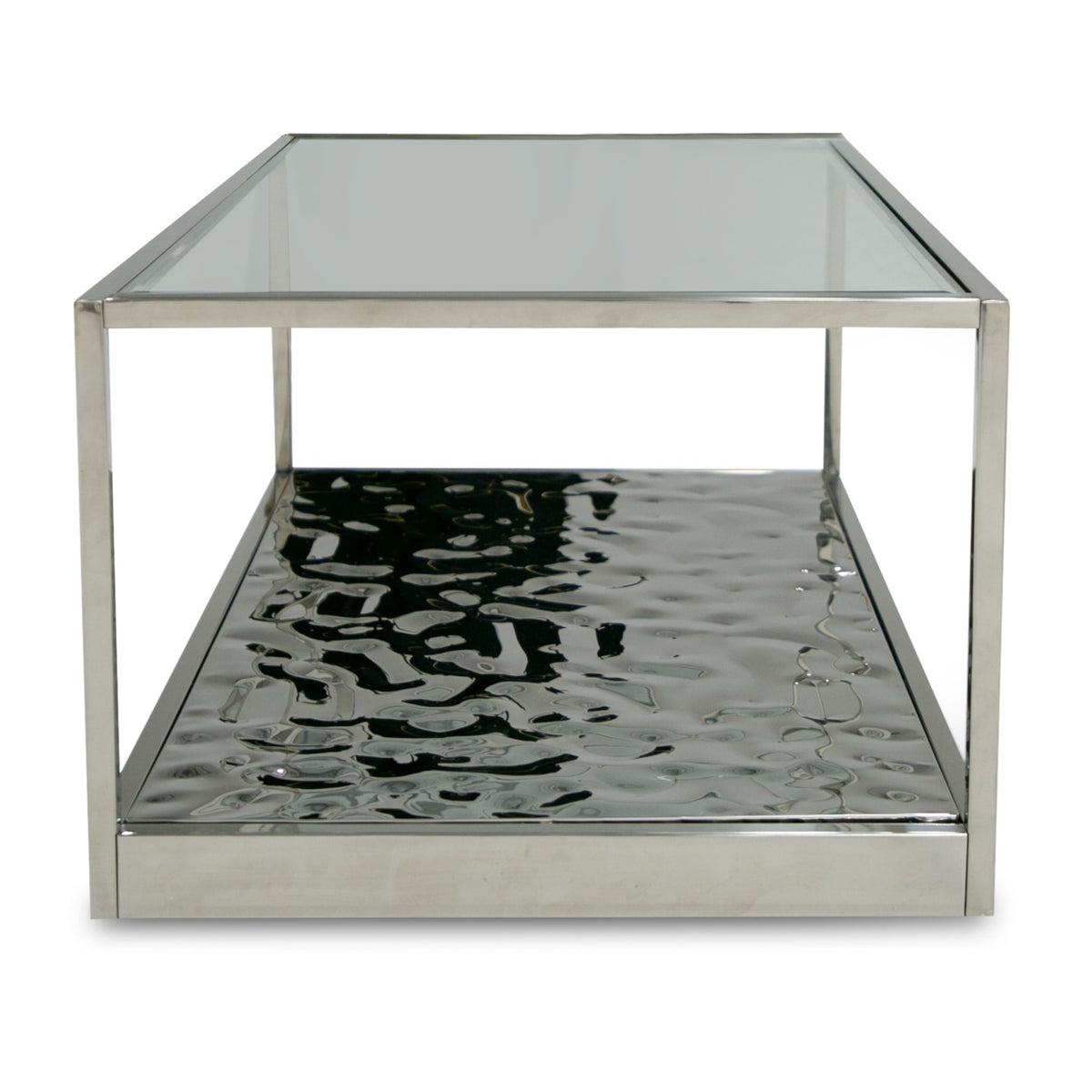 Braxton Contemporary Clear Wave Glass Coffee Table