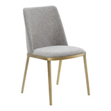 Brent- Contemporary Light Grey Fabric + Brass Dining Chair Set of 2