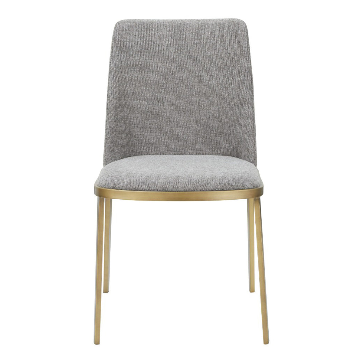 Brent- Contemporary Light Grey Fabric + Brass Dining Chair Set of 2