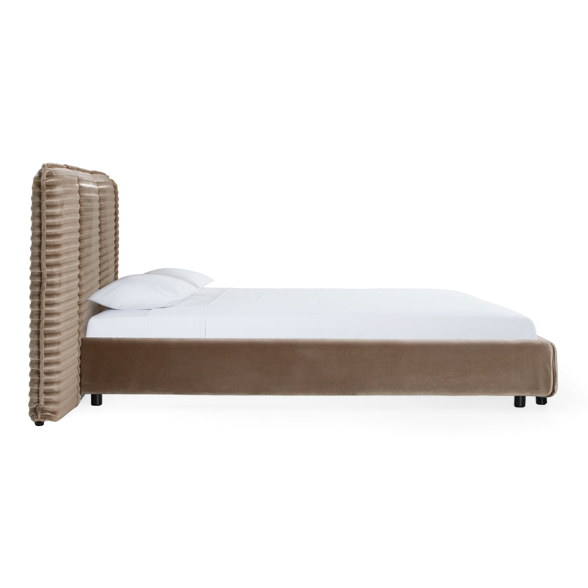 Breslow Modern Dark Taupe Velvet Bed