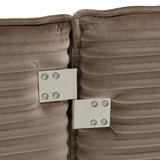 Breslow + Lago Modern Dark Taupe Fabric + Faux Travertine 4-Piece Bedroom Set