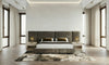 Breslow + Lago Modern Dark Taupe Fabric + Faux Travertine 4-Piece Bedroom Set