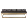 Bridger Modern Brown Vegan Leather + Brass Dining Bench