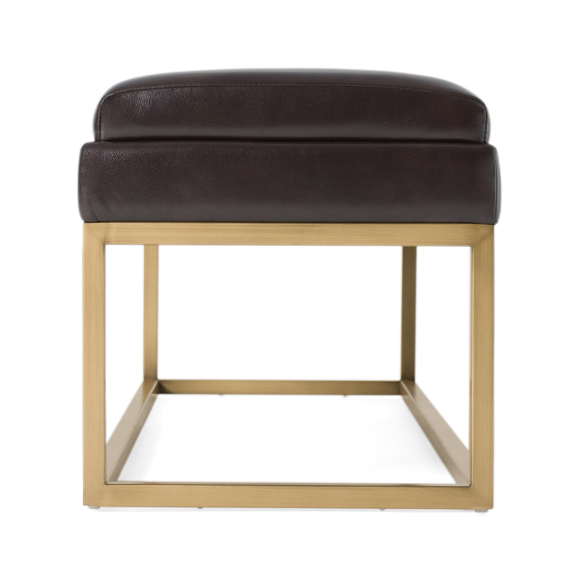 Bridger Modern Brown Vegan Leather + Brass Dining Bench