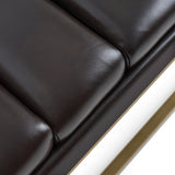 Bridger Modern Brown Vegan Leather + Brass Dining Bench