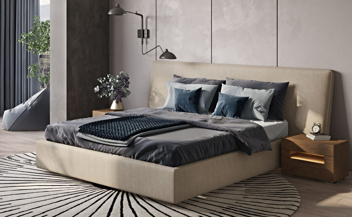 Brittany Modern Beige Fabric Bed