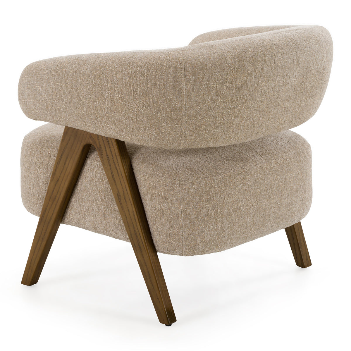 Brock Mid-Century Modern Beige Fabric + Ash Accent Chair