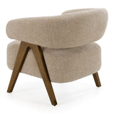 Brock Mid-Century Modern Beige Fabric + Ash Accent Chair