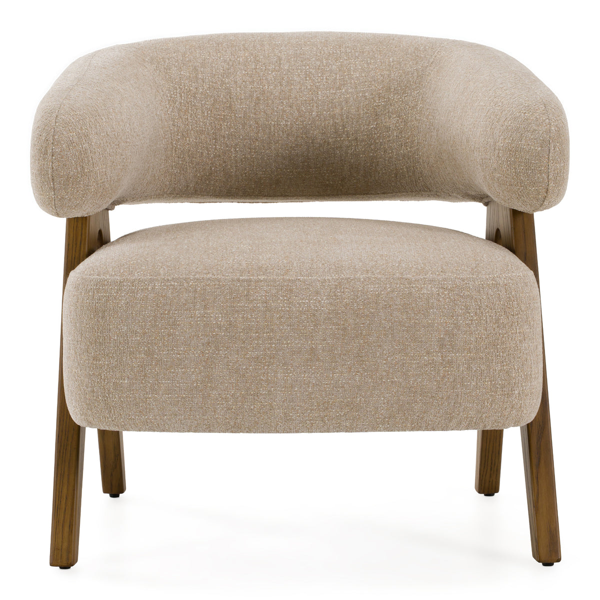 Brock Mid-Century Modern Beige Fabric + Ash Accent Chair