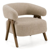 Brock Mid-Century Modern Beige Fabric + Ash Accent Chair