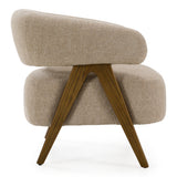 Brock Mid-Century Modern Beige Fabric + Ash Accent Chair