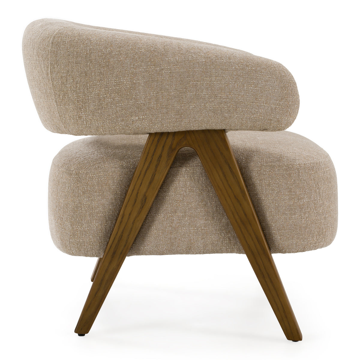 Brock Mid-Century Modern Beige Fabric + Ash Accent Chair