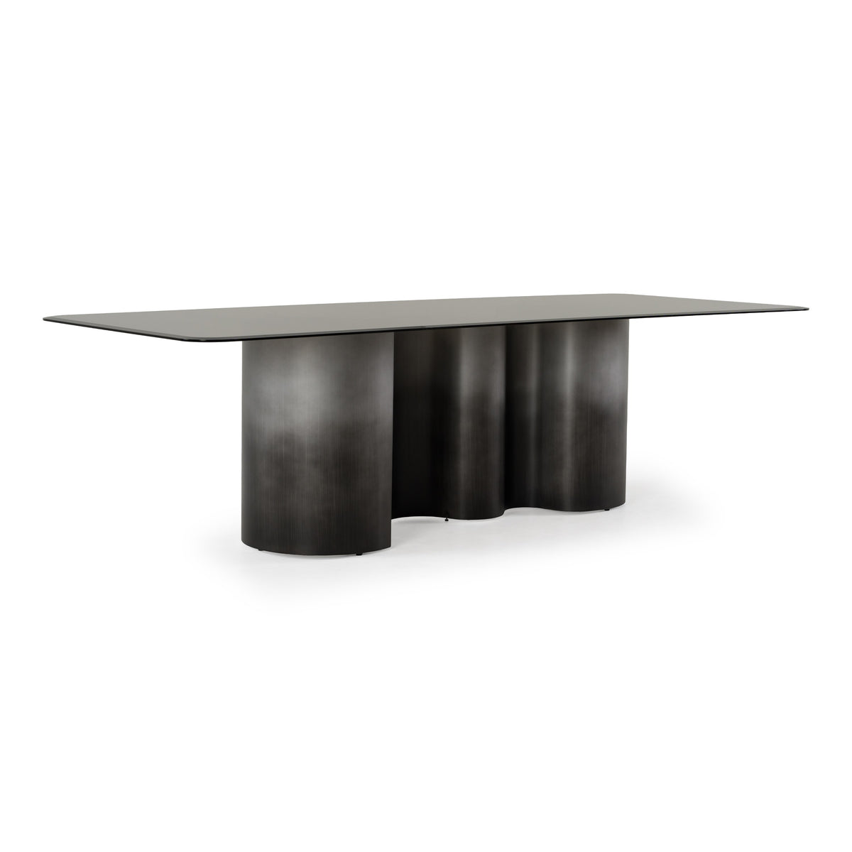 Brompton Modern Grey Glass + Gun Metal Grey Dining Table