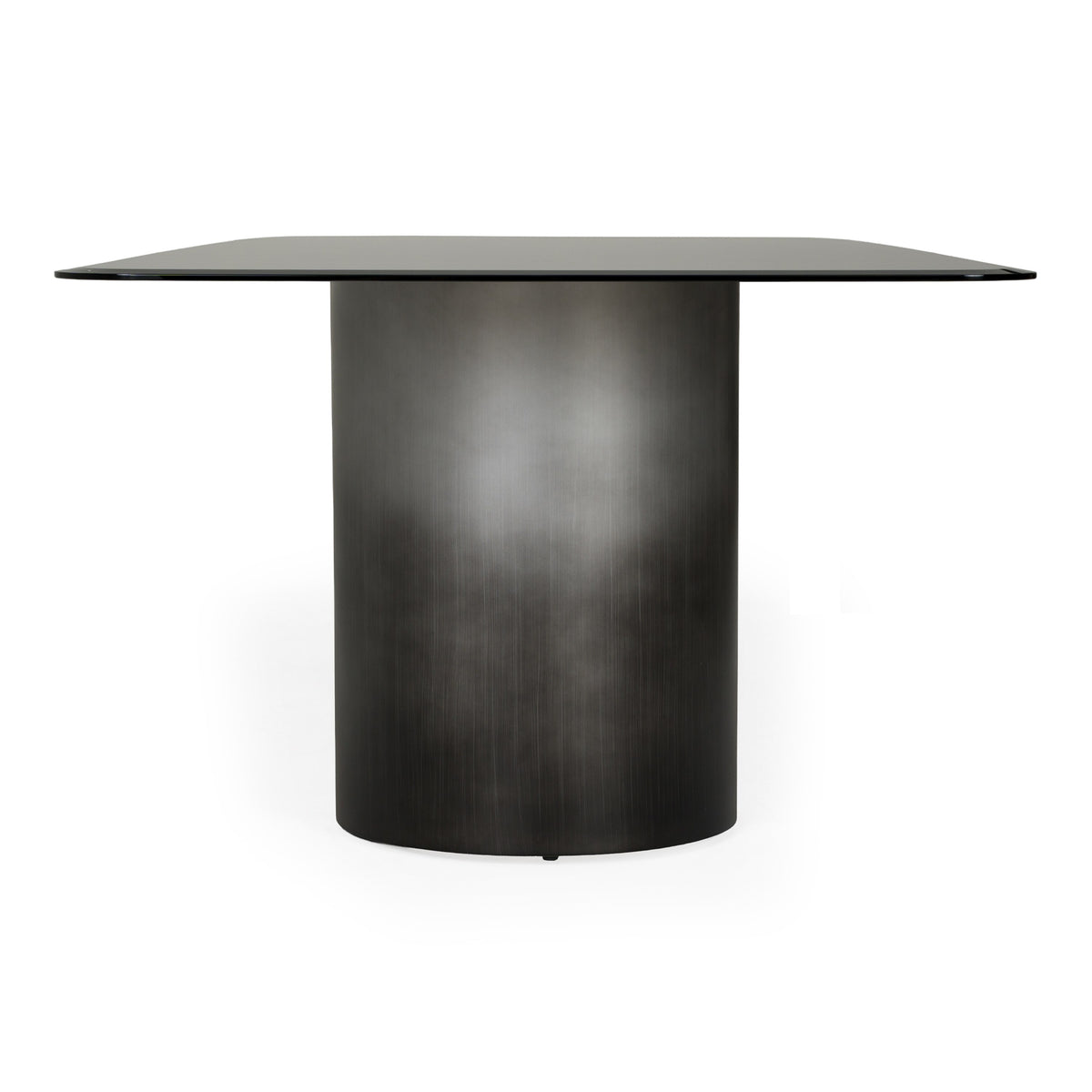 Brompton Modern Grey Glass + Gun Metal Grey Dining Table