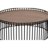 Bronson Modern Walnut & Black Round Coffee Table