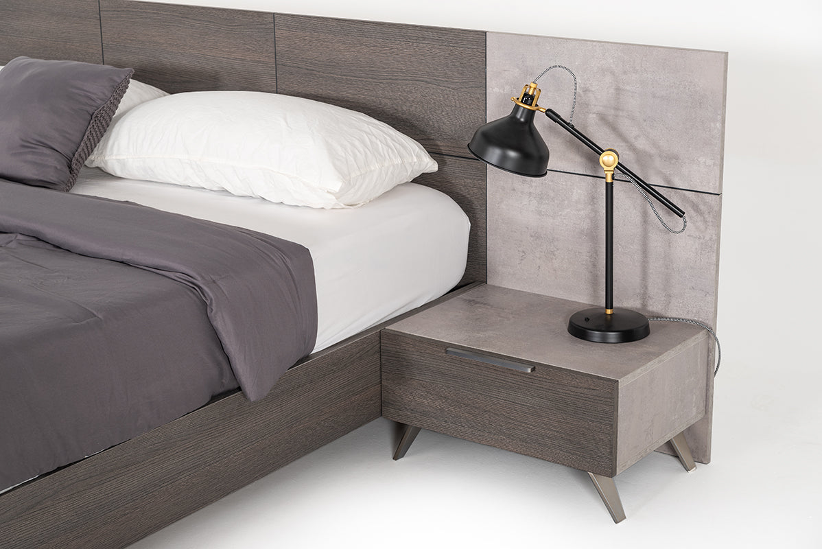 Bronx Italian Modern Faux Concrete & Grey Bedroom Set