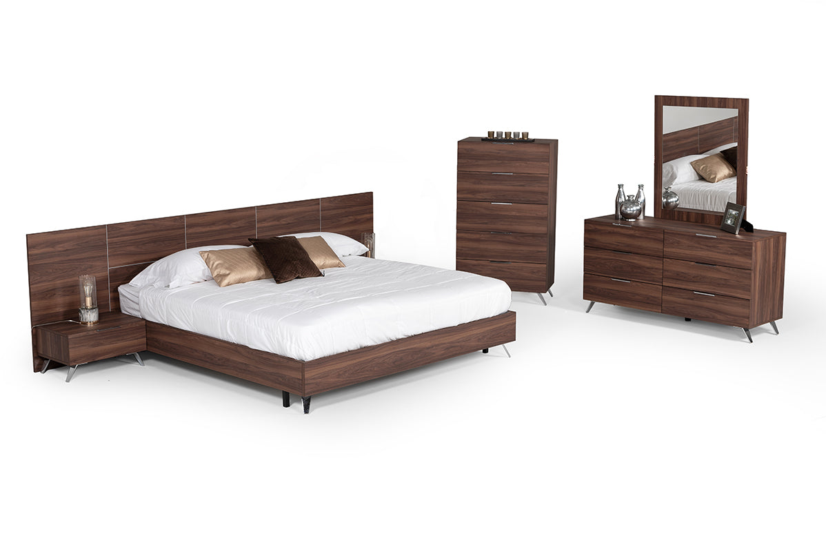 Brooklyn Italian Modern Walnut Bed