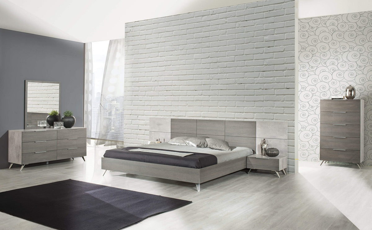 Bronx Italian Modern Faux Concrete & Grey Bed