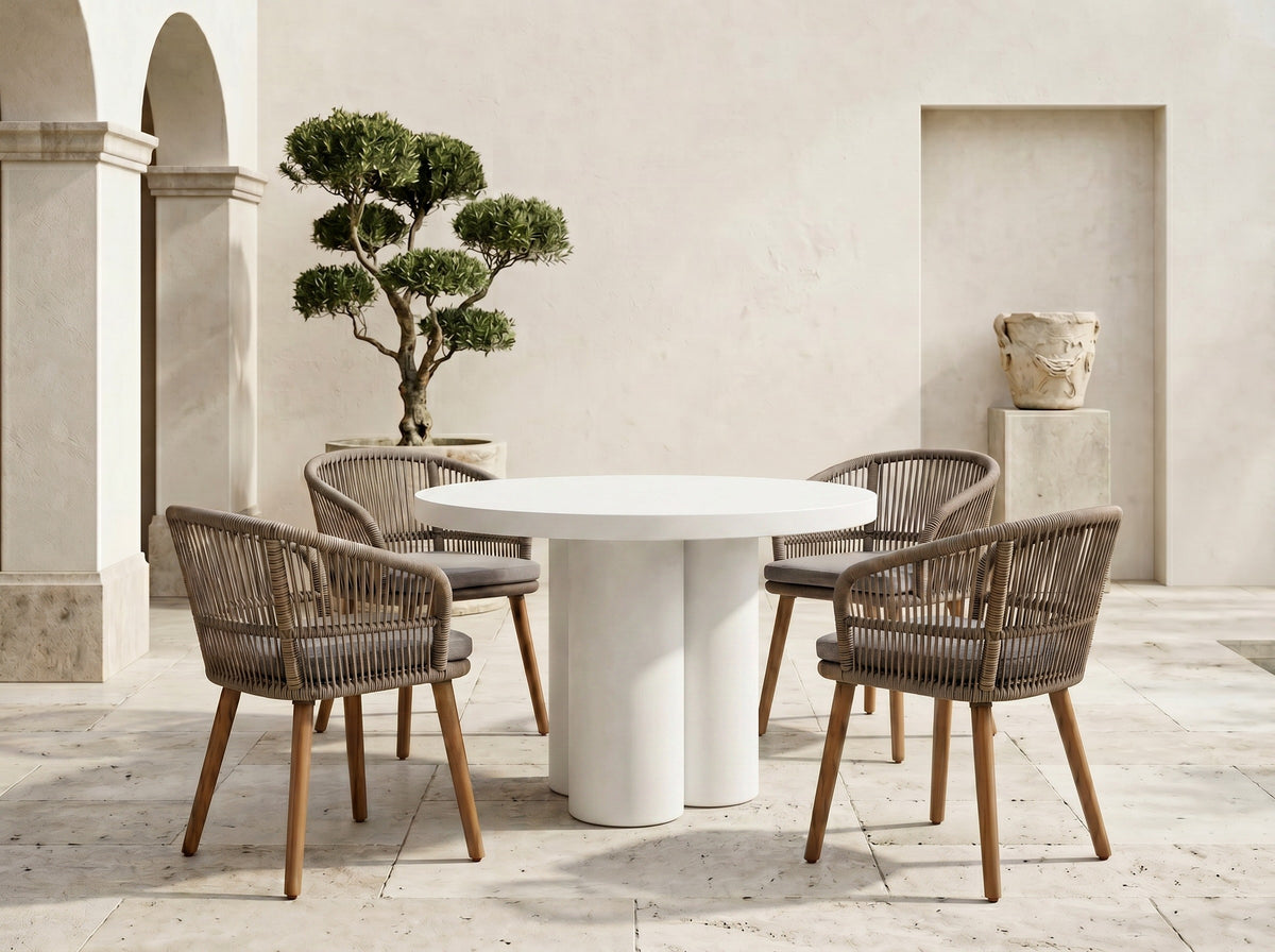 Bruni Modern White Concrete Round Dining Table