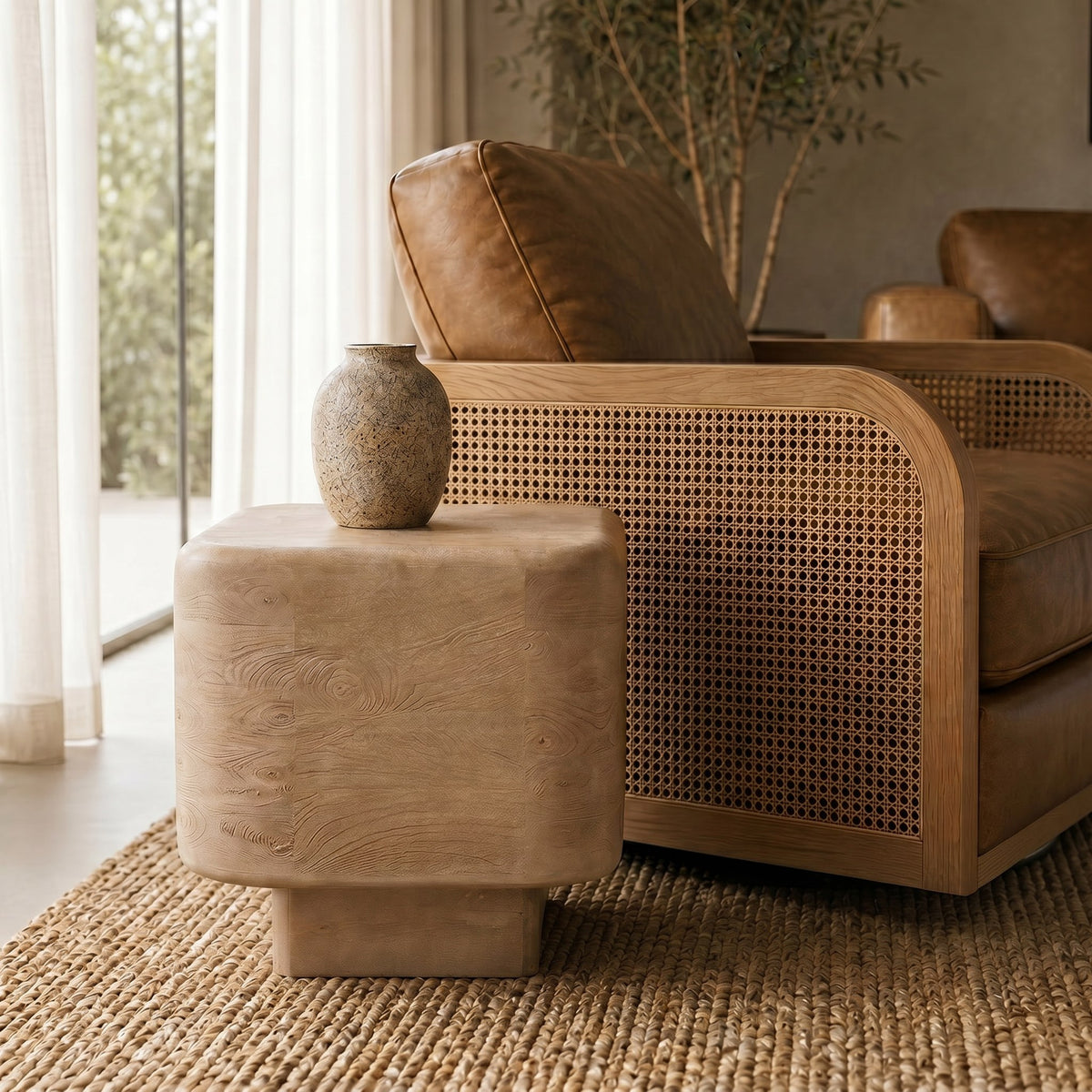 Bruno Modern Mango Wood Square End Table