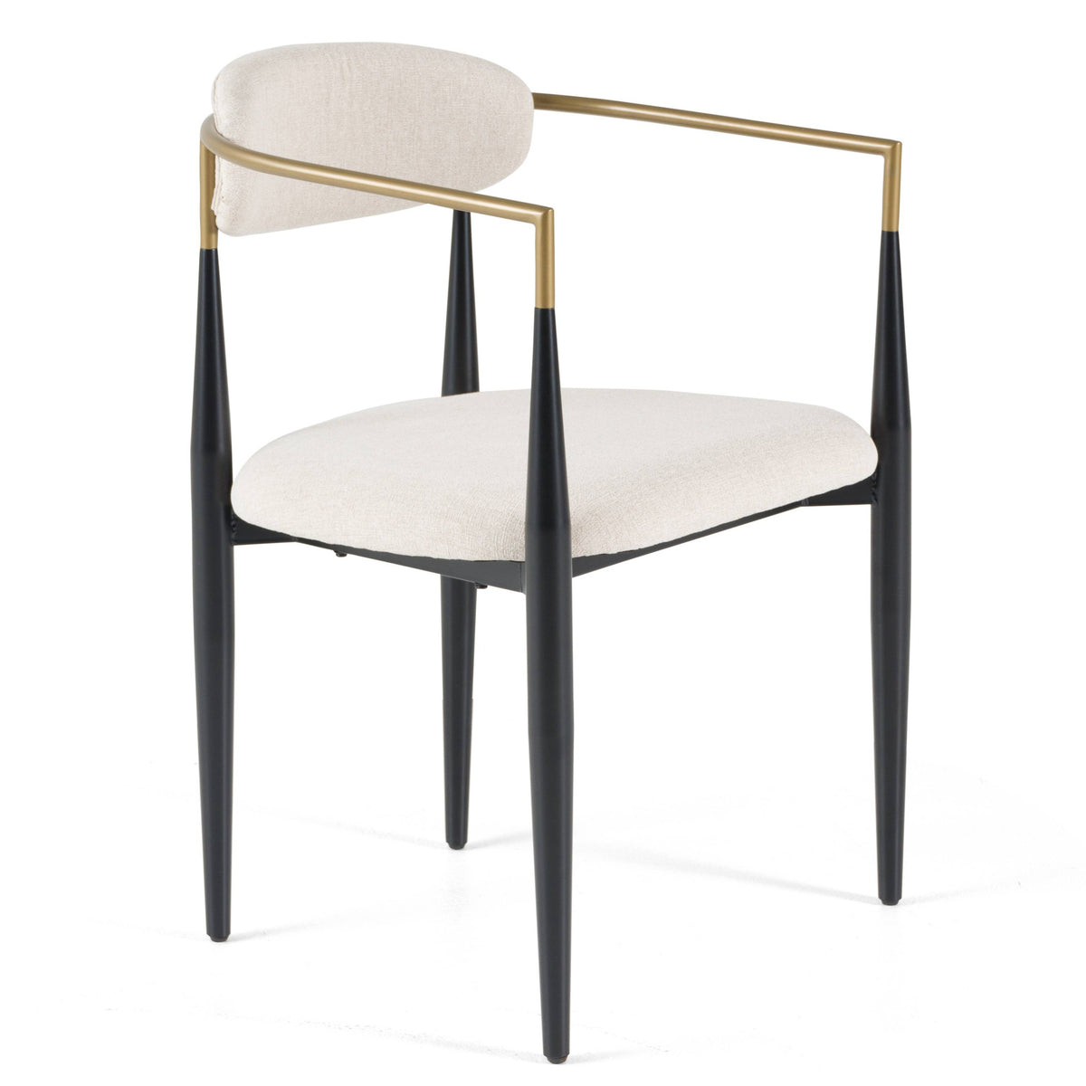 Buchtel Mid-Century Modern Light Grey + Gold Arm + Black Dining Chair