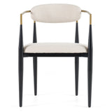 Buchtel Mid-Century Modern Light Grey + Gold Arm + Black Dining Chair