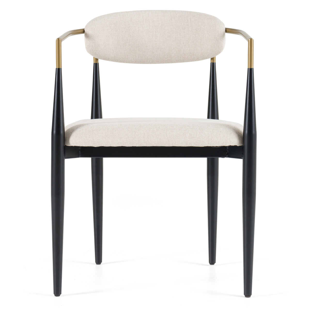 Buchtel Mid-Century Modern Light Grey + Gold Arm + Black Dining Chair