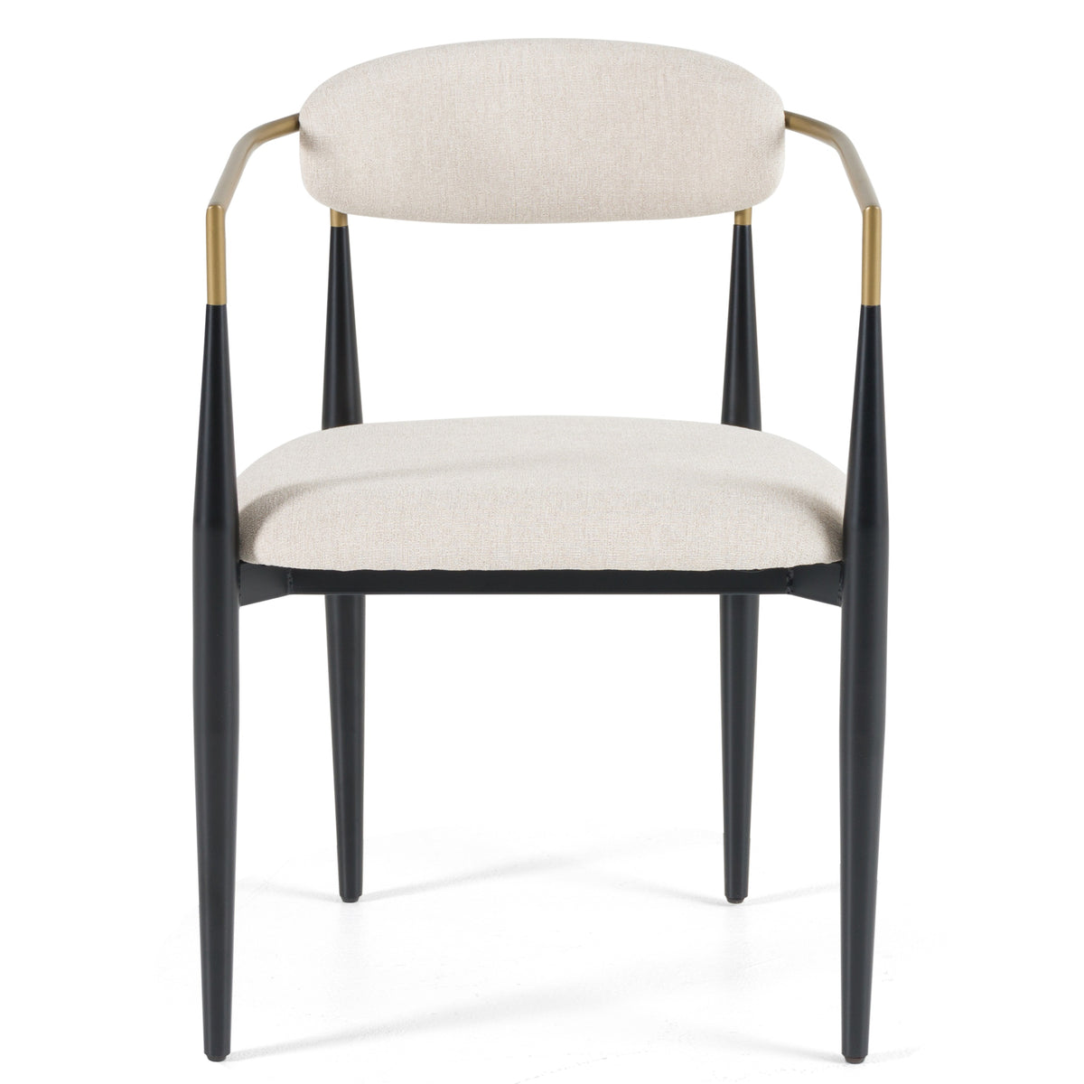Buchtel Mid-Century Modern Light Grey + Gold Arm + Black Dining Chair
