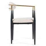 Buchtel Mid-Century Modern Light Grey + Gold Arm + Black Dining Chair