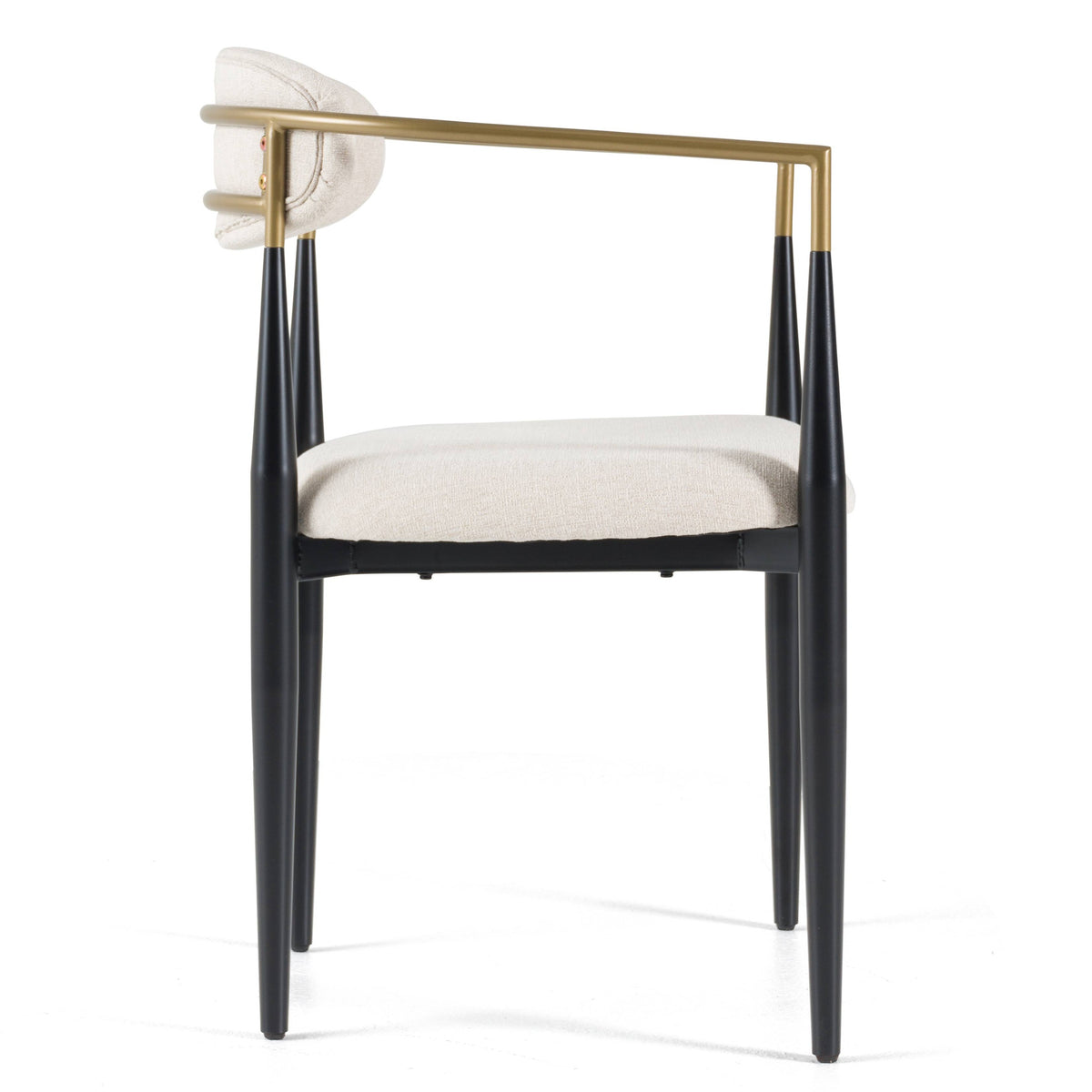 Buchtel Mid-Century Modern Light Grey + Gold Arm + Black Dining Chair