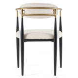 Buchtel Mid-Century Modern Light Grey + Gold Arm + Black Dining Chair