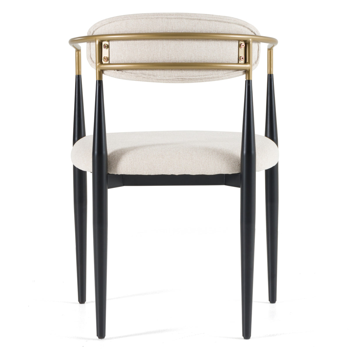 Buchtel Mid-Century Modern Light Grey + Gold Arm + Black Dining Chair