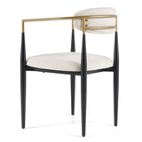 Buchtel Mid-Century Modern Light Grey + Gold Arm + Black Dining Chair