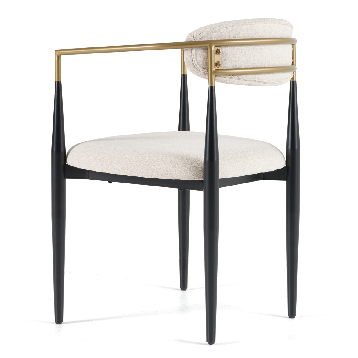 Buchtel Mid-Century Modern Light Grey + Gold Arm + Black Dining Chair
