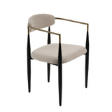 Buchtel Mid-Century Modern Beige + Gold Arm + Black Dining Chair