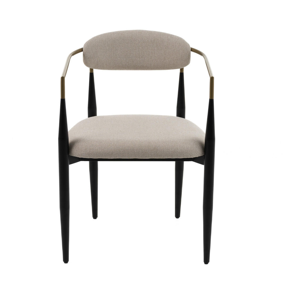 Buchtel Mid-Century Modern Beige + Gold Arm + Black Dining Chair
