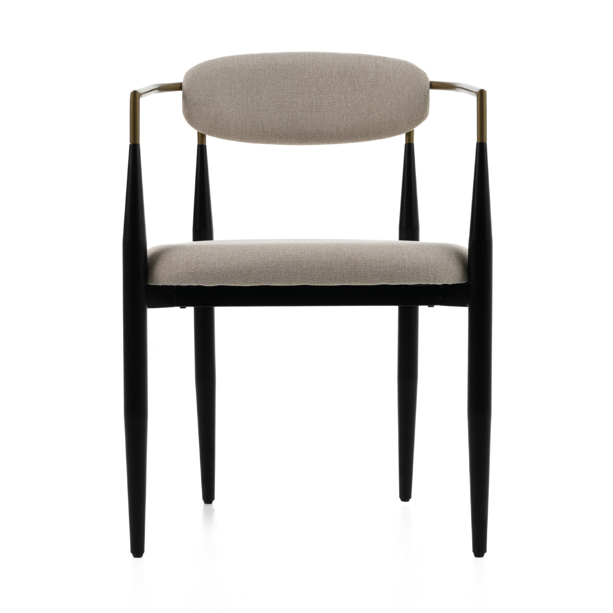 Buchtel Mid-Century Modern Beige + Gold Arm + Black Dining Chair