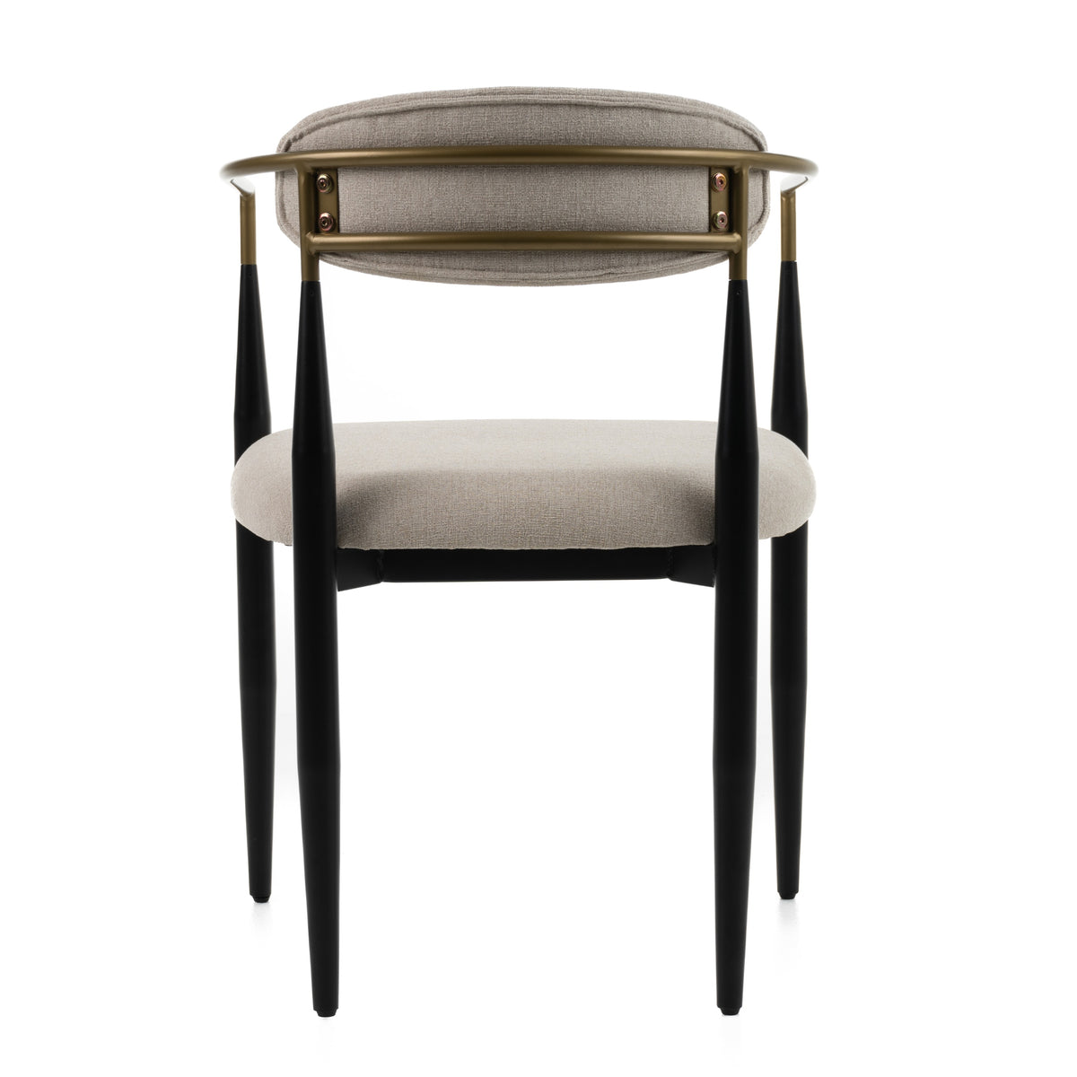 Buchtel Mid-Century Modern Beige + Gold Arm + Black Dining Chair